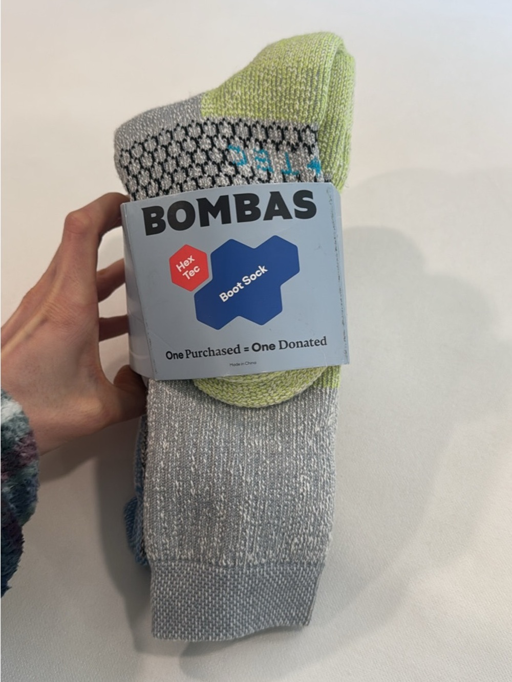 Bombas Men's Light Gray & Lime Boot Socks